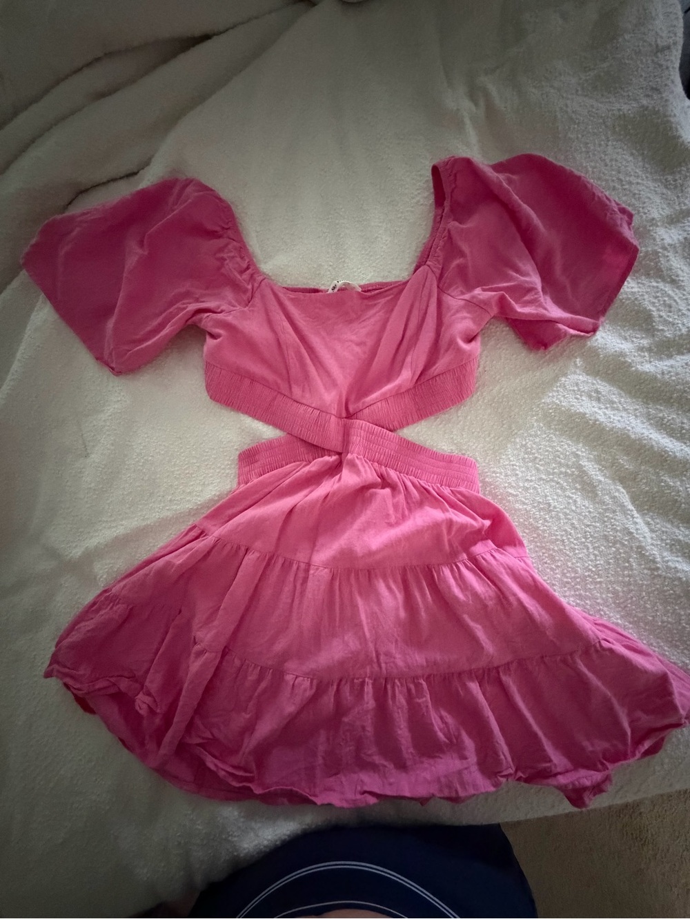 Women’s Pink Mini Dress with Puff Sleeves